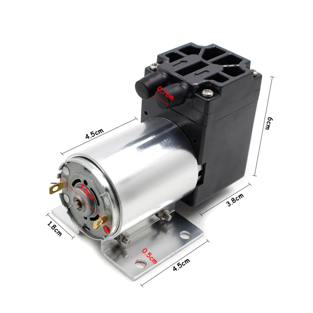 DC12V Mini Vakuumpump Negiserat trycksugpump 5L/min 65 kPa med hållare