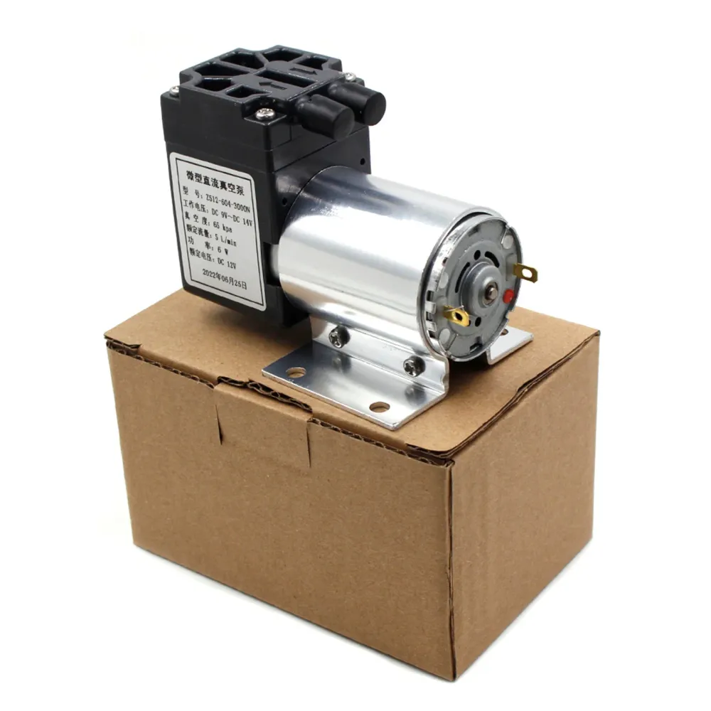 DC12V Mini Vakuumpump Negiserat trycksugpump 5L/min 65 kPa med hållare
