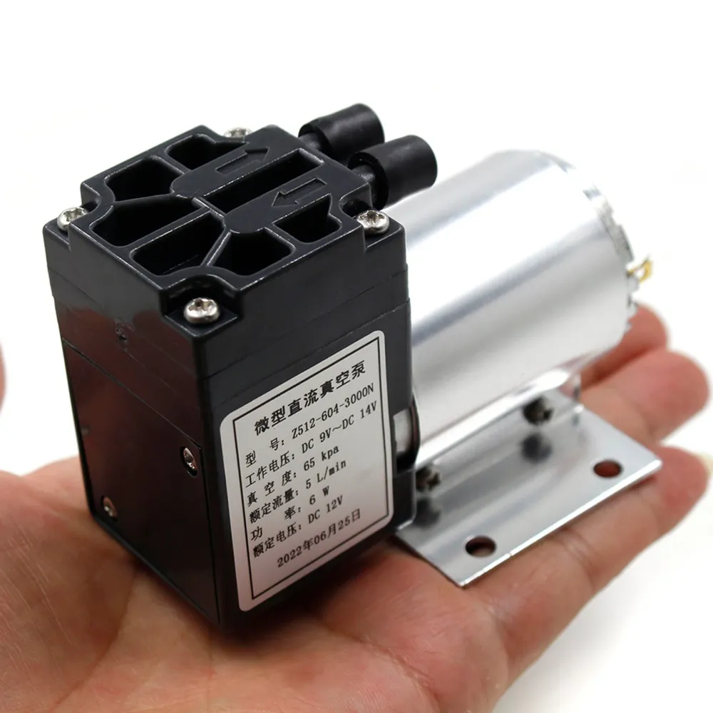 DC12V Mini Vakuumpump Negiserat trycksugpump 5L/min 65 kPa med hållare