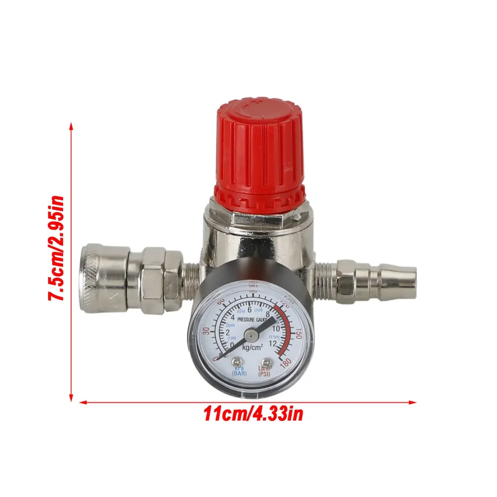 Luftkompressor 1/4" Regulator för tryckmätare, ventilstyrning, 175 Psi