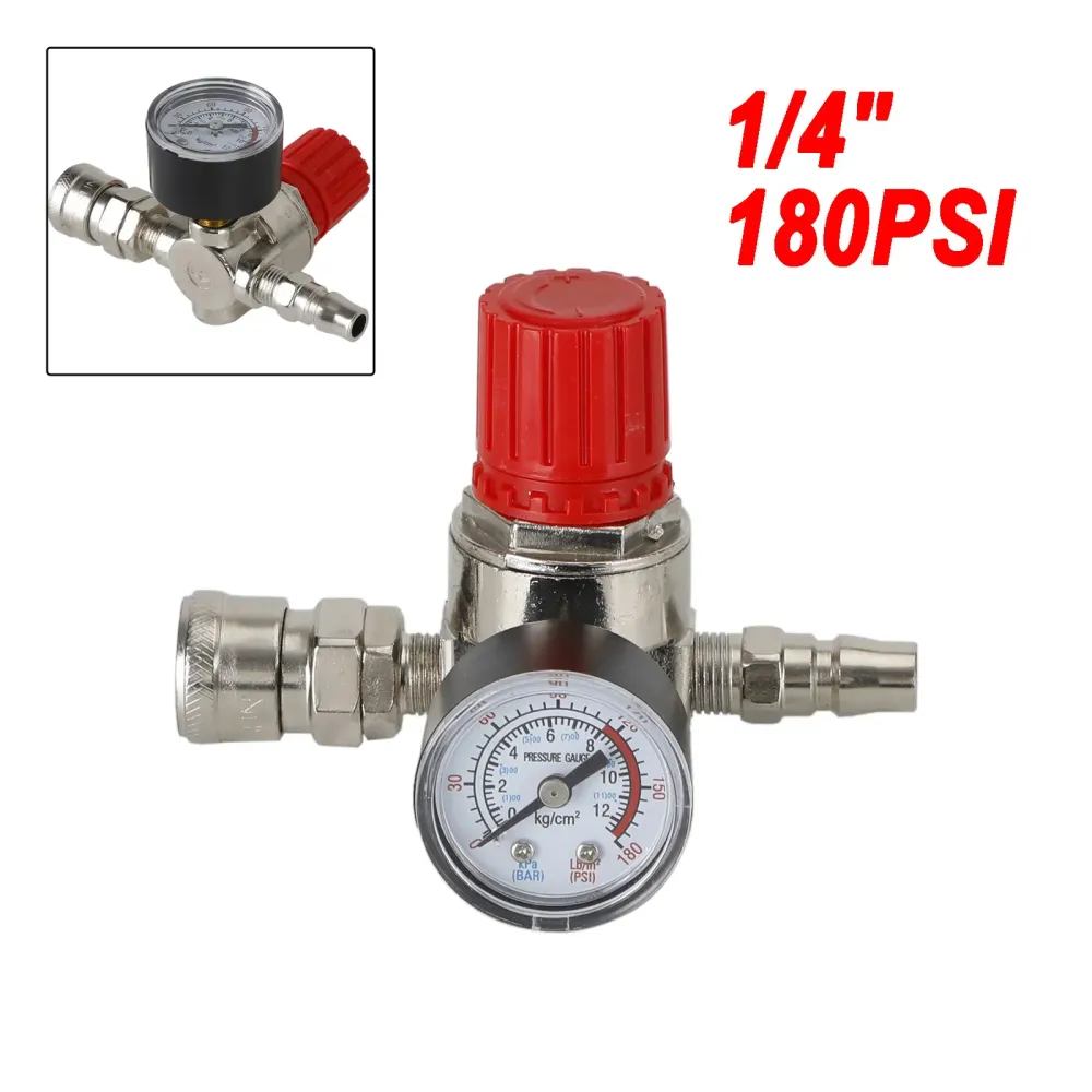 Luftkompressor 1/4" Regulator för tryckmätare, ventilstyrning, 175 Psi