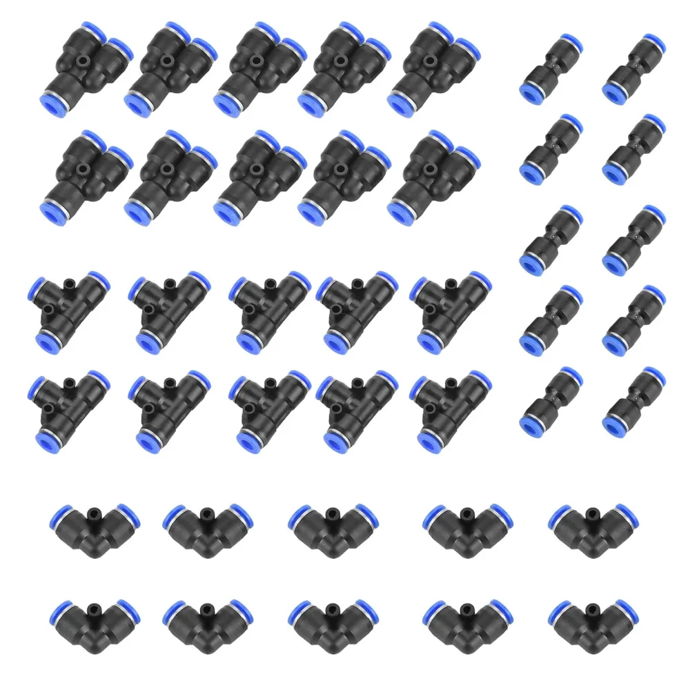 40 st snabba 6 mm ytterdiameter 1/4" Plast pneumatiska tryckkopplingar luftledningskopplingar