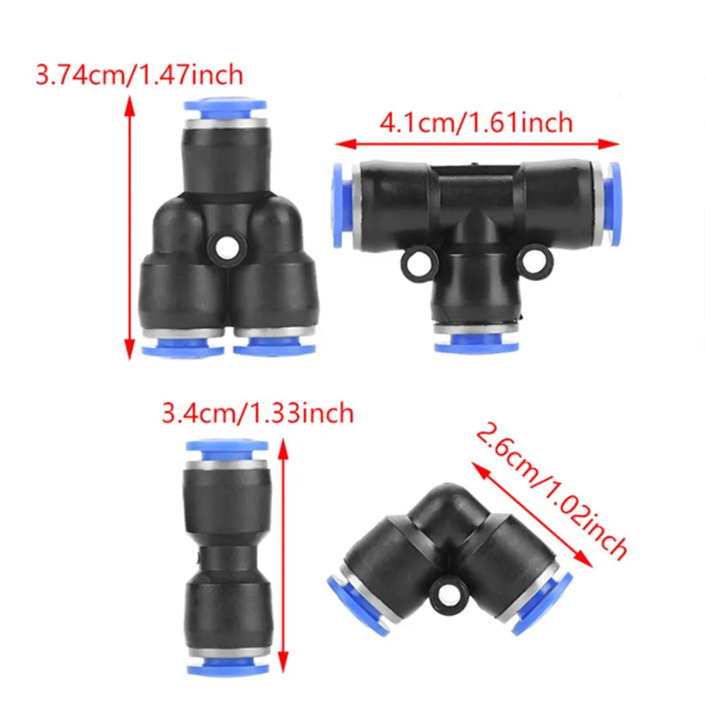 40 st snabba 6 mm ytterdiameter 1/4" Plast pneumatiska tryckkopplingar luftledningskopplingar