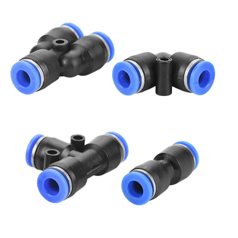 40 st snabba 6 mm ytterdiameter 1/4" Plast pneumatiska tryckkopplingar luftledningskopplingar
