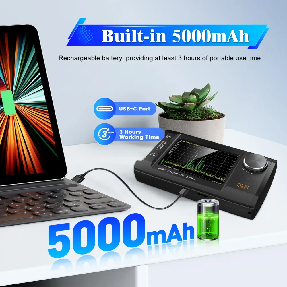 4" IPS LCD SA5 multifunktionell spektrumanalysator 100k-5.3GHz signalgenerator