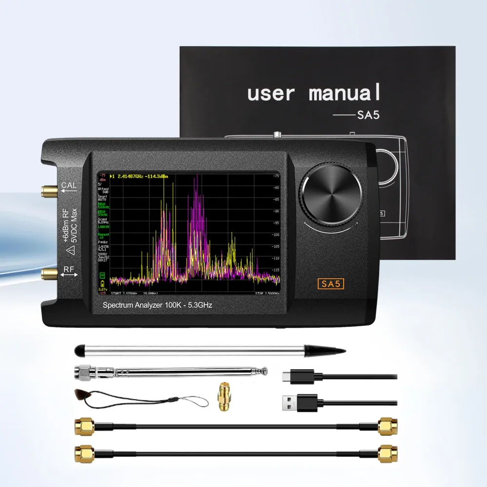 4" IPS LCD SA5 multifunktionell spektrumanalysator 100k-5.3GHz signalgenerator