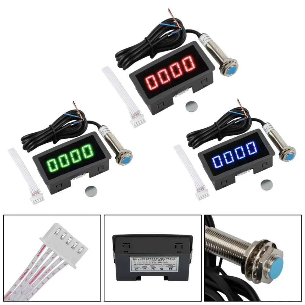 Varvräknare 4 Digital LED Varvtal Varvtalsmätare + Hall-närhetsbrytare Sensor NPN