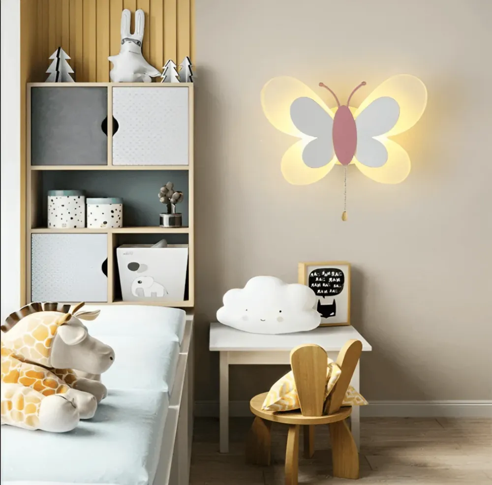 BrilliButterfly Vägglampa - Charmig Akrylvägglampa med Fjäril - Färgglada Vägglampor LED Inomhus Bla