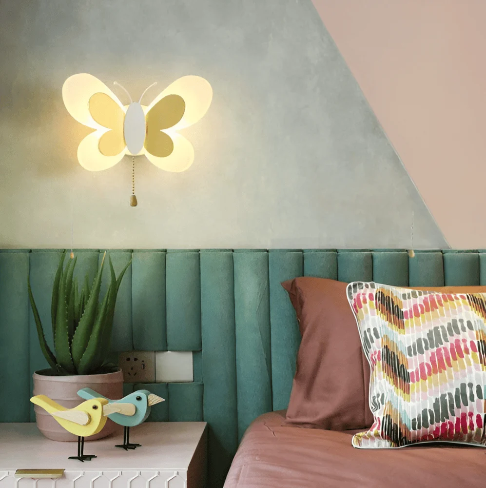 BrilliButterfly Vägglampa - Charmig Akrylvägglampa med Fjäril - Färgglada Vägglampor LED Inomhus Bla