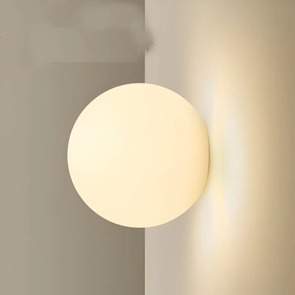 Minimalistisk Rund Glas Vägglampa - Stilfull Mjölkvit Inomhus Vägglampa för Modernt Hemdesign