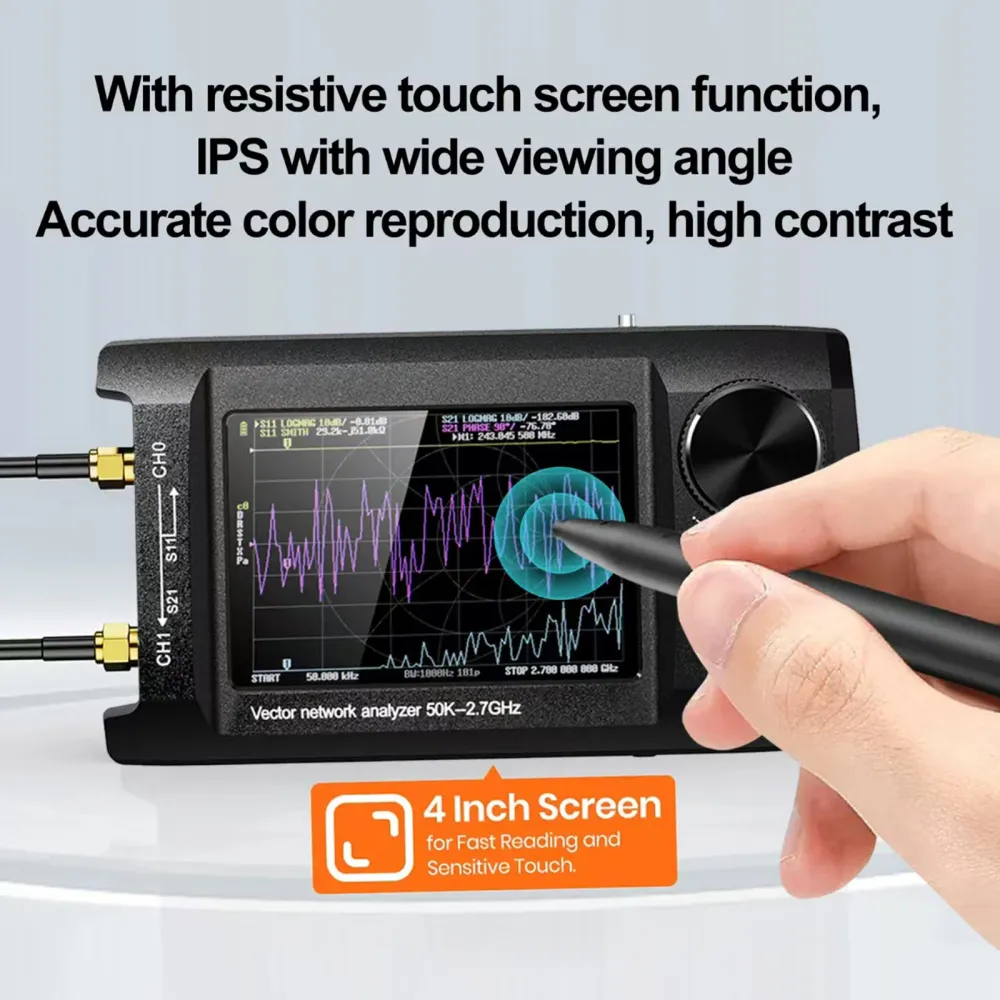 4 tums uppgraderad NanoVNA Plus 50kHz-2,7GHz Handheld Vector Network Analyzer