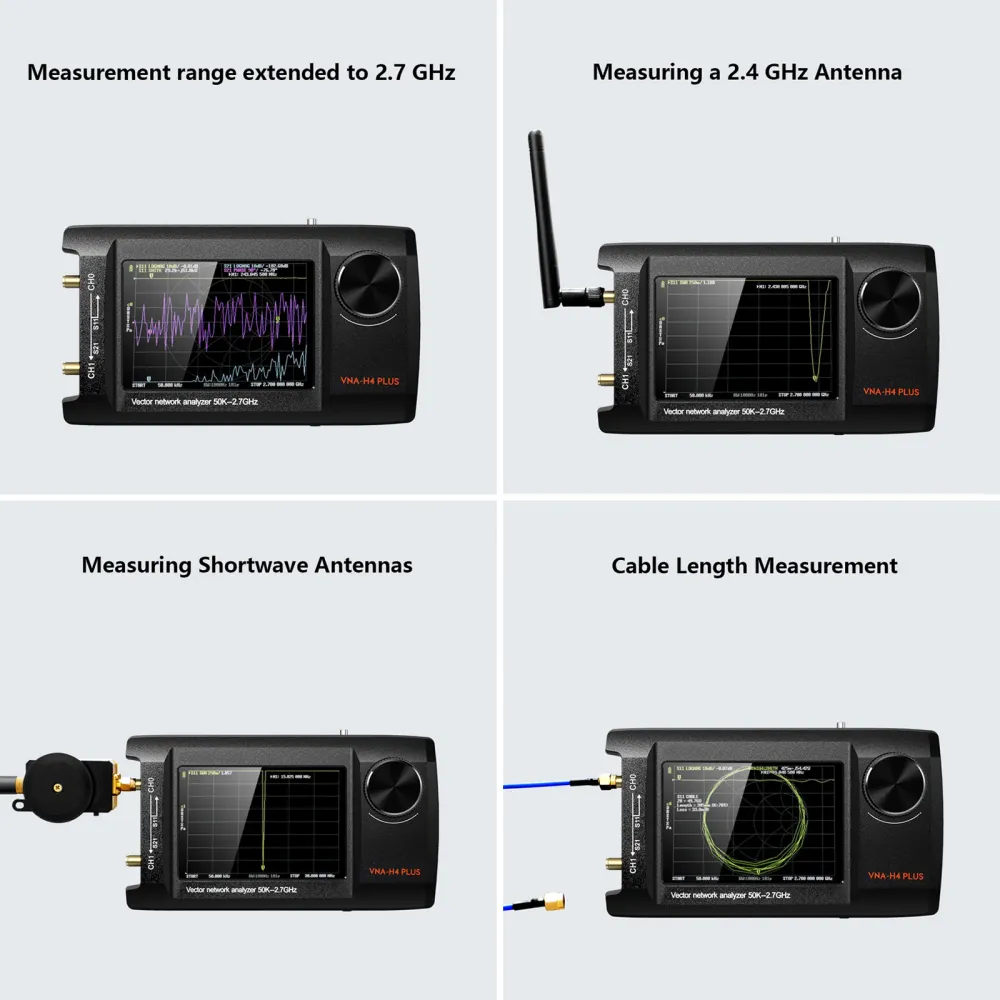 4 tums uppgraderad NanoVNA Plus 50kHz-2,7GHz Handheld Vector Network Analyzer