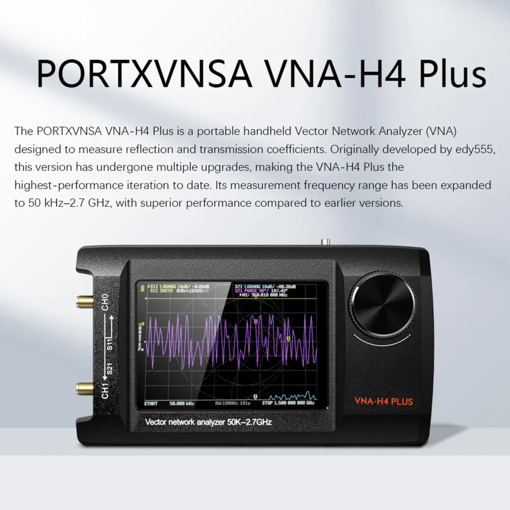 4 tums uppgraderad NanoVNA Plus 50kHz-2,7GHz Handheld Vector Network Analyzer