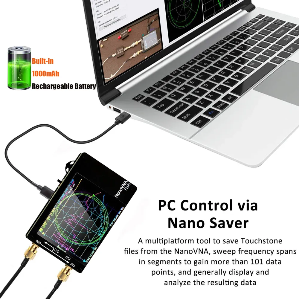 2,8 tums uppgraderad NanoVNA Plus 50kHz-2,7GHz Handheld Vector Network Analyzer