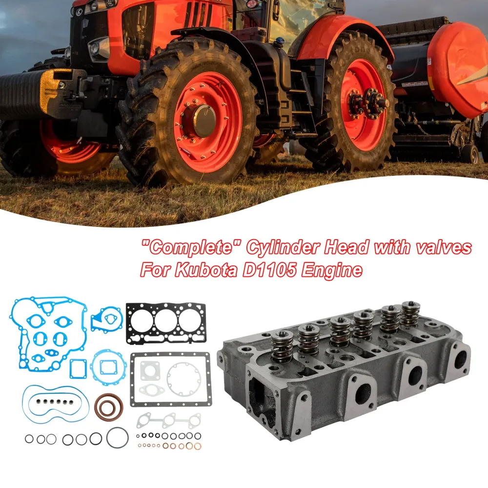 KUBOTA FRONTKLIPPARE F2400 F2560E 2880 F2880E F2680E FZ2400 Komplett cylinderhuvud med ventilfjäder & packningssats D1105...