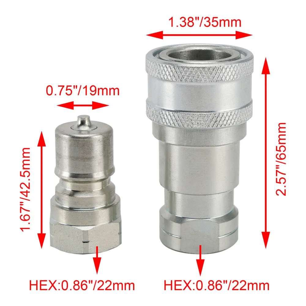 3/8" NPT ISO 7241-B Snabbkopplingar för hydrauliska kopplingar