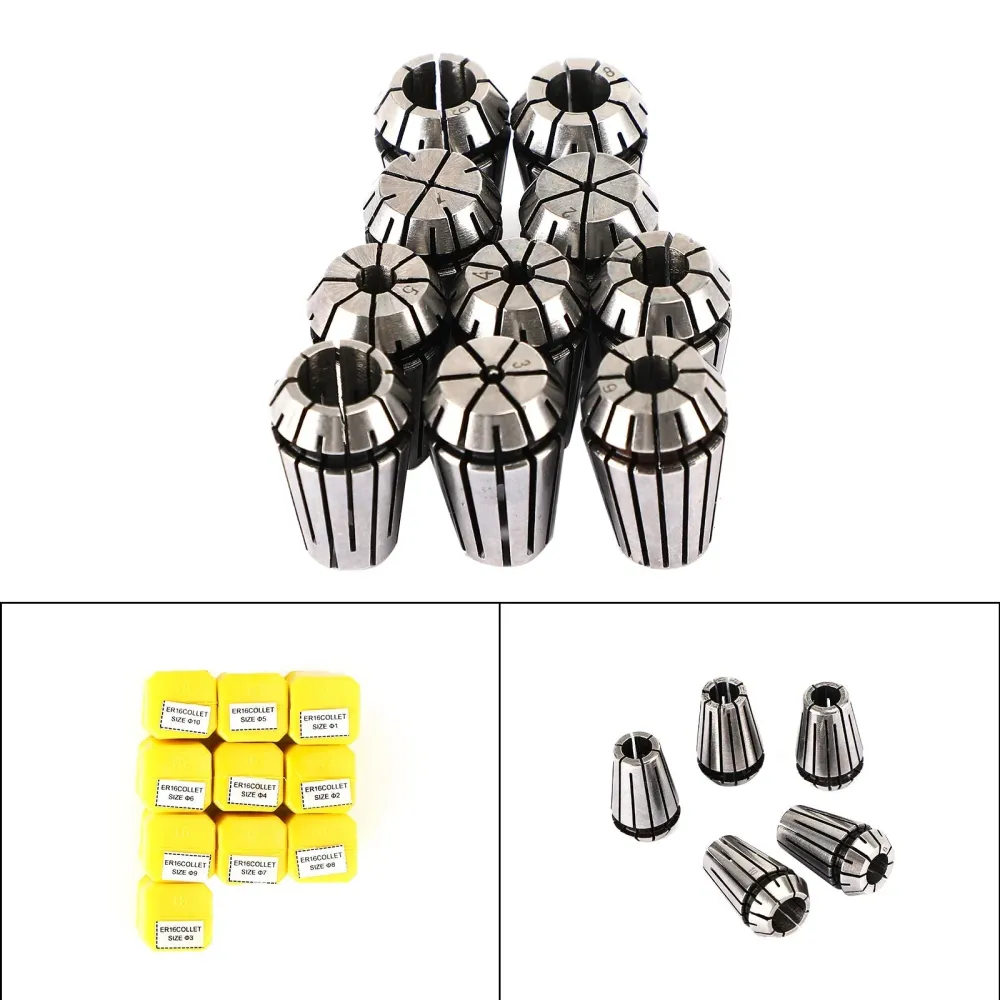 10st ER16 Spring Collet Set för CNC Milling Lathe Tool Gravering Machine Steel