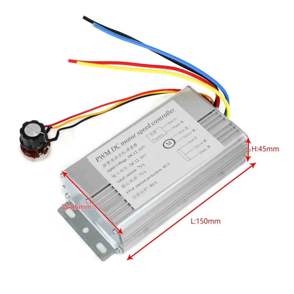 DC 12V 24V 36V 48V 70A 4000W DC MOTOR PWM Hastighetsstyrning Borste Motor Controller