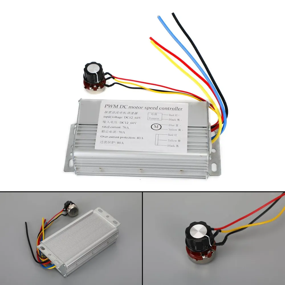 DC 12V 24V 36V 48V 70A 4000W DC MOTOR PWM Hastighetsstyrning Borste Motor Controller