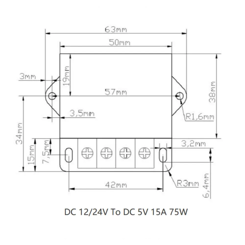DC 12V/24V Stig ner till DC 5V 15A 75W spänningsregulator Reducer Power Converter
