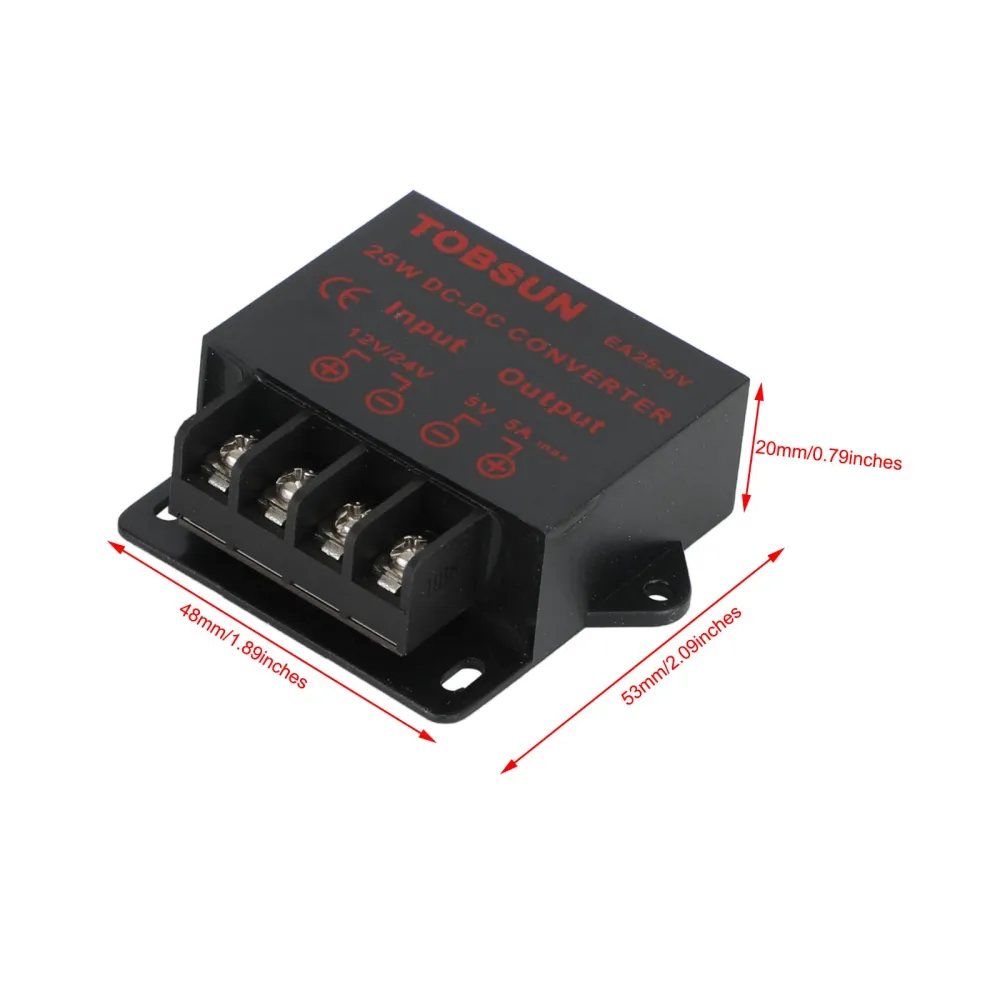 DC 12V/24V till 5V 5A 25W Converter Regulator Power Supplies Transformator