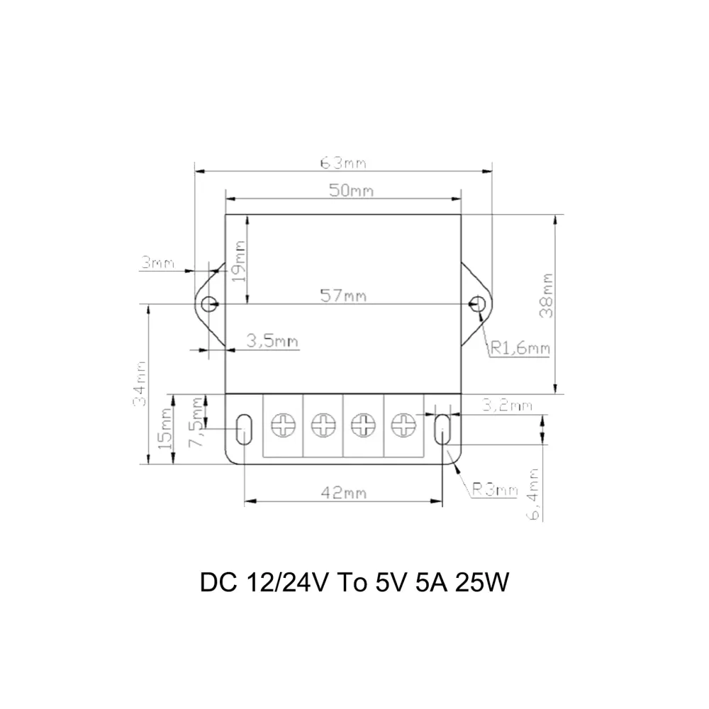 DC 12V/24V till 5V 5A 25W Converter Regulator Power Supplies Transformator