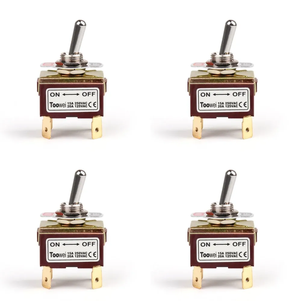 4st 2 Terminal 4Pin On-Off 15A 250V TOGGLE Switch Boot DPST Industrial Grade