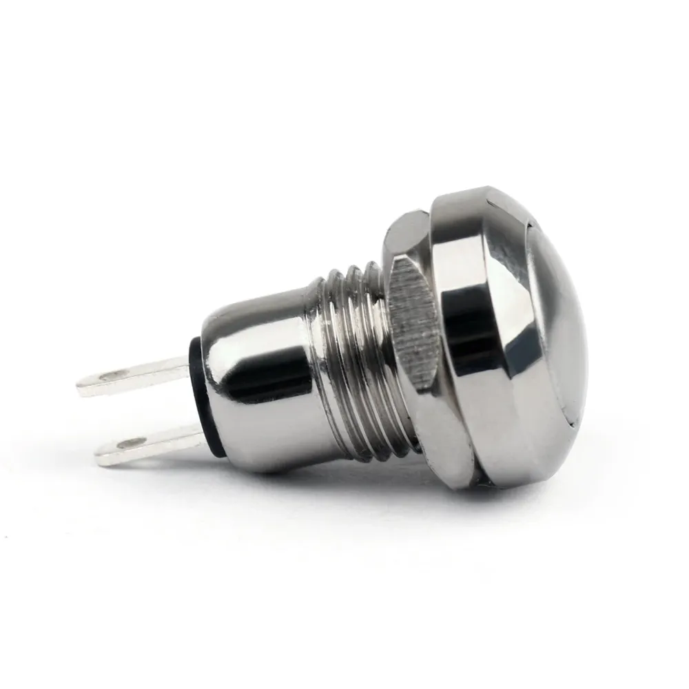 1 st 8mm mini 1no 2pin metall momentary push -knappomkopplare 3A/250V för bil/båt