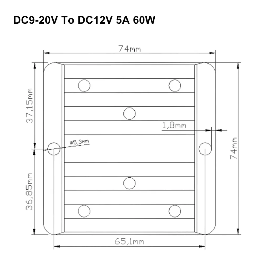 DC 9V-20V-omvandlare till DC 12V 5A Boost Buck Power Module spänningsregulator