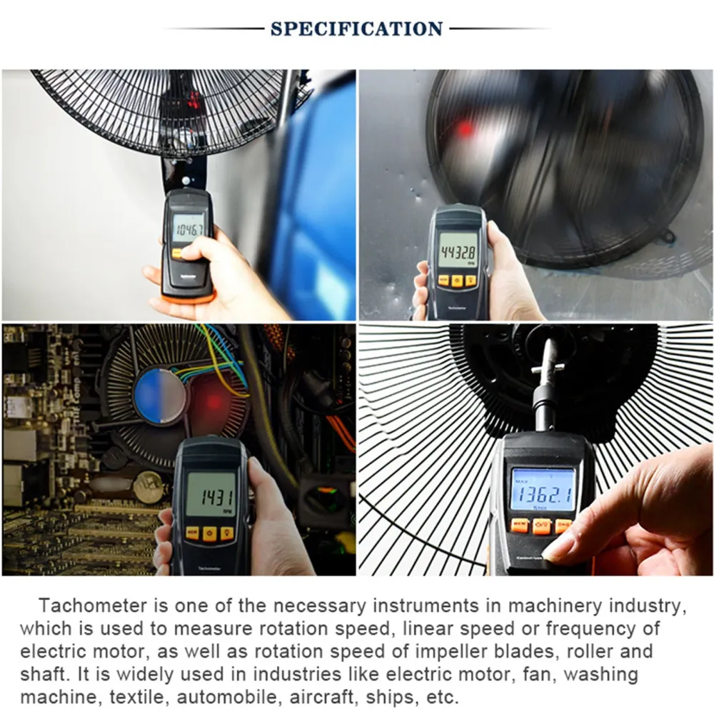 GM8906 Bärbar digital kontaktmotor TACHMOTER LCD Hastighetsmätare Tach RPM -testare
