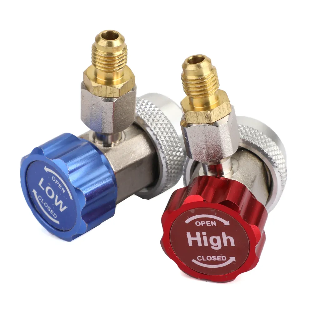 2x R134A Snabbkontaktadapterkopplare Auto /C Manifold Gauge Låg/hög HVAC
