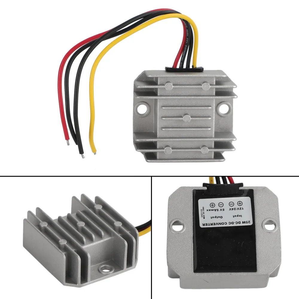 Vattentät DC 12V/24V till 5V 25W 5A Step-Down Power Supply Converter Regulator