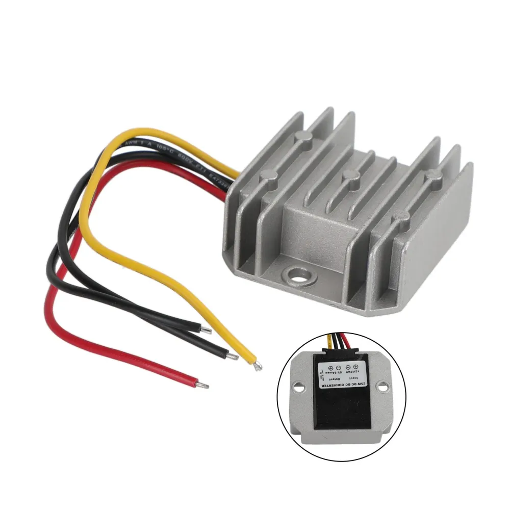 Vattentät DC 12V/24V till 5V 25W 5A Step-Down Power Supply Converter Regulator