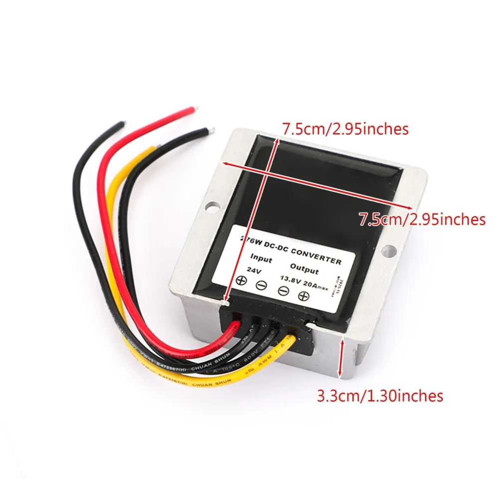Vattentät 24V till 13.8V 20A 276W Steg ned DC/DC Power Converter Regulator
