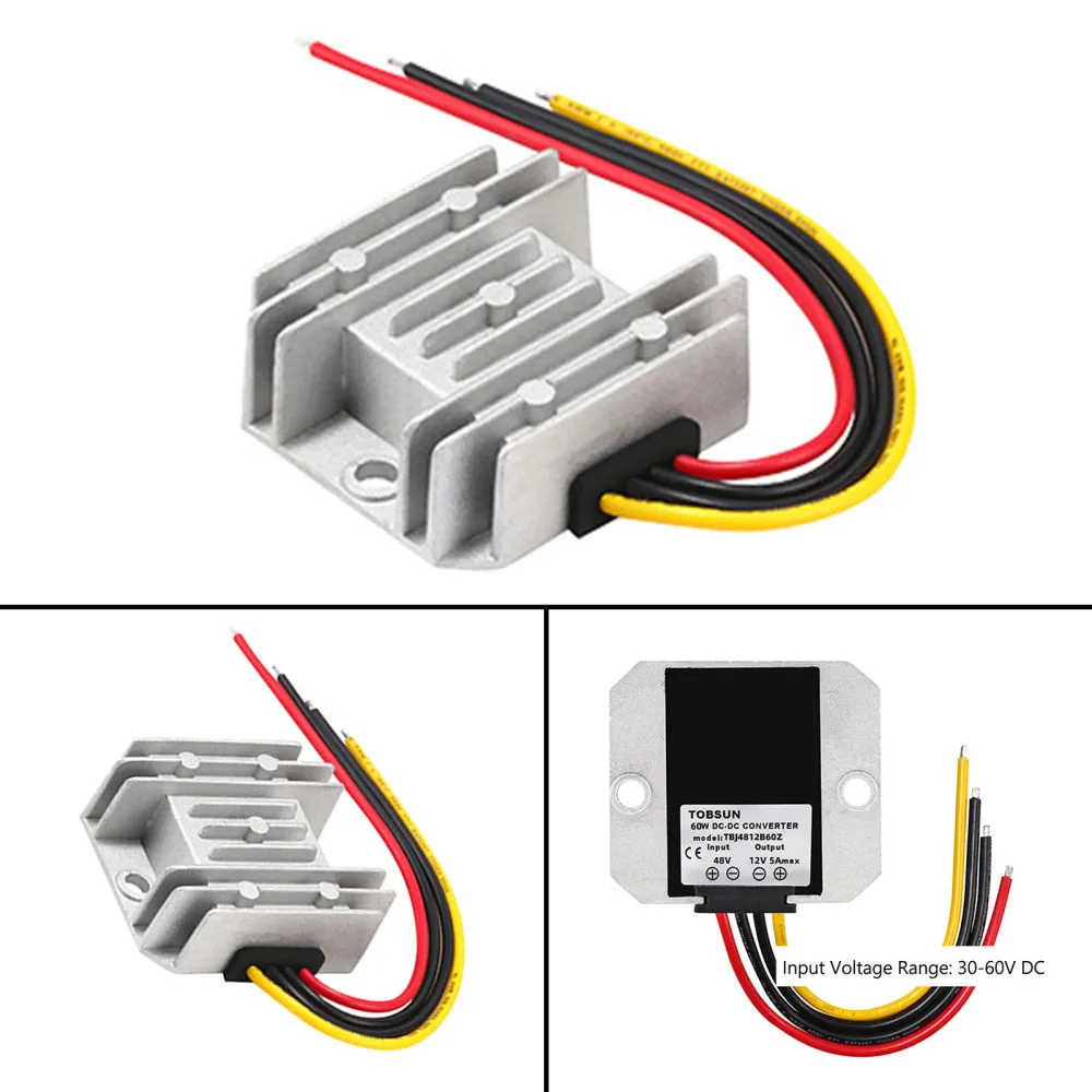 Vattentät 48V till 12V 5A 60W Stig ner DC/DC Power Converter Regulator
