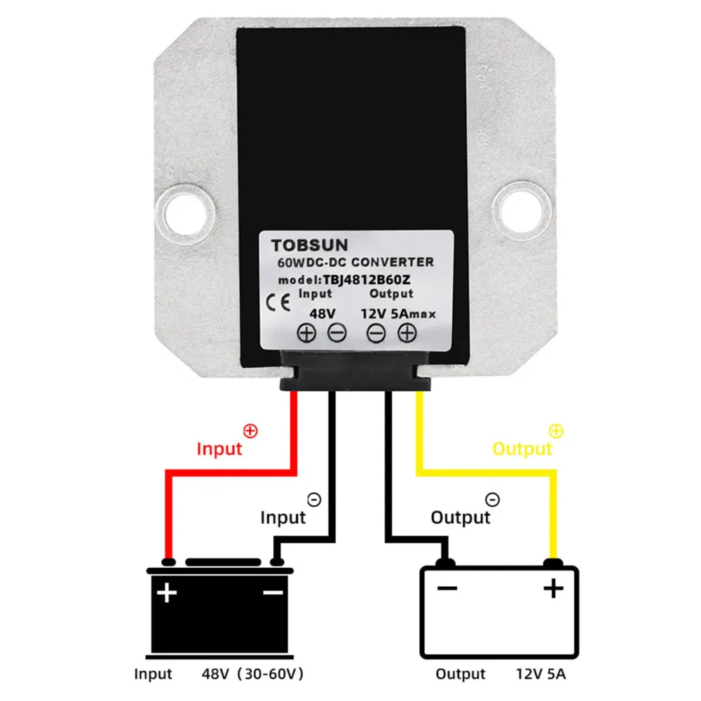 Vattentät 48V till 12V 5A 60W Stig ner DC/DC Power Converter Regulator