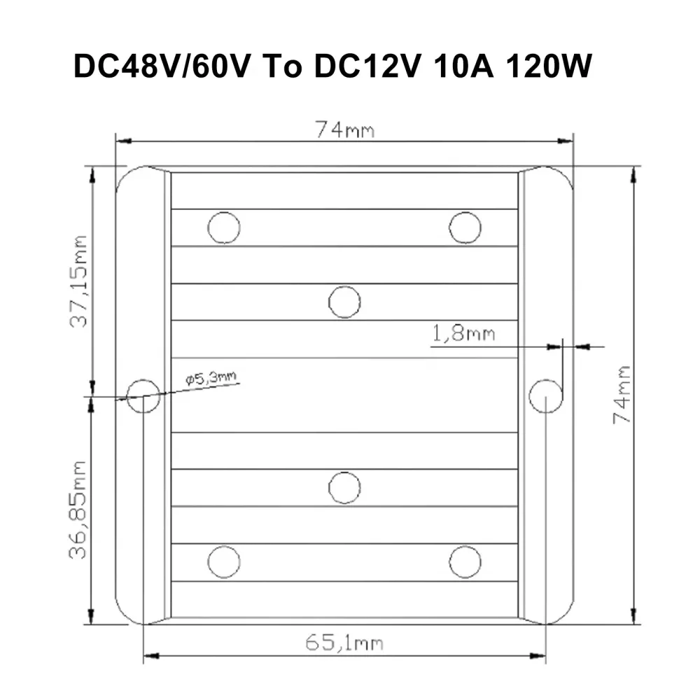 Vattentät 48V/60V till 12V 10A 120W Steg ned DC/DC Power Converter Regulator