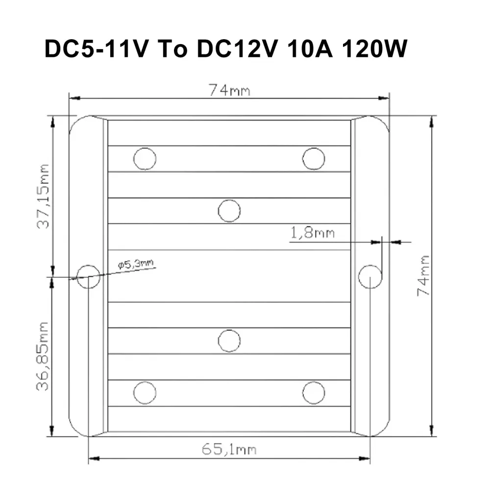 Vattentät 5V~11V till 12V 10A 120W Step Up DC/DC Power Converter Regulator