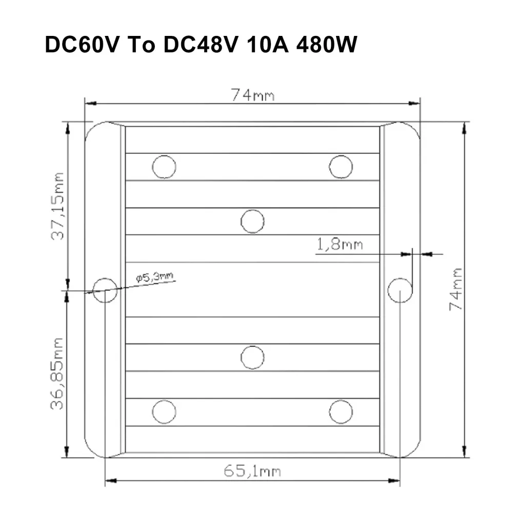 Vattentät 60V till 48V 10A 480W Steg ned DC/DC Power Converter Regulator
