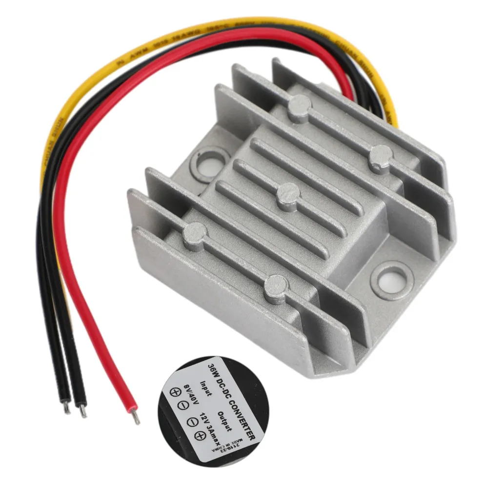 Vattentät 8-40V till 12V 3A-spänning DC/DC Power Converter Regulator
