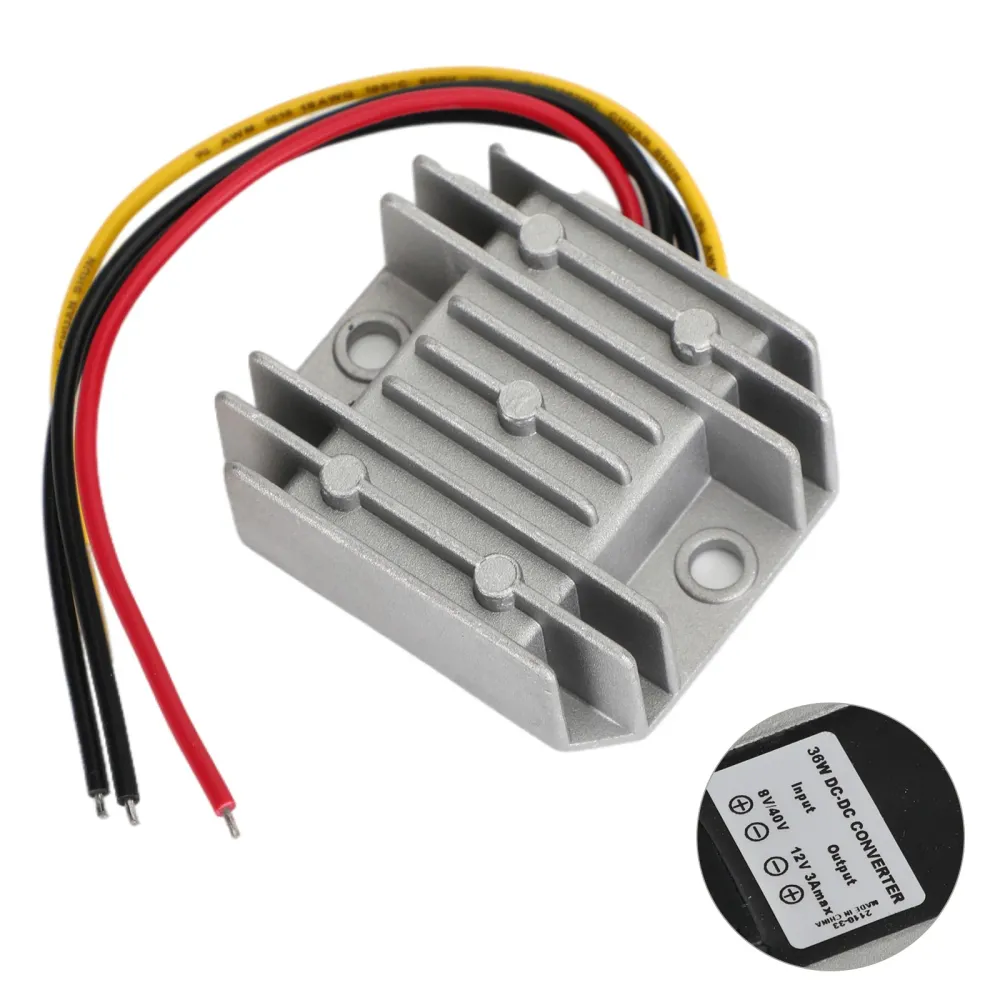 Vattentät 8-40V till 12V 3A-spänning DC/DC Power Converter Regulator