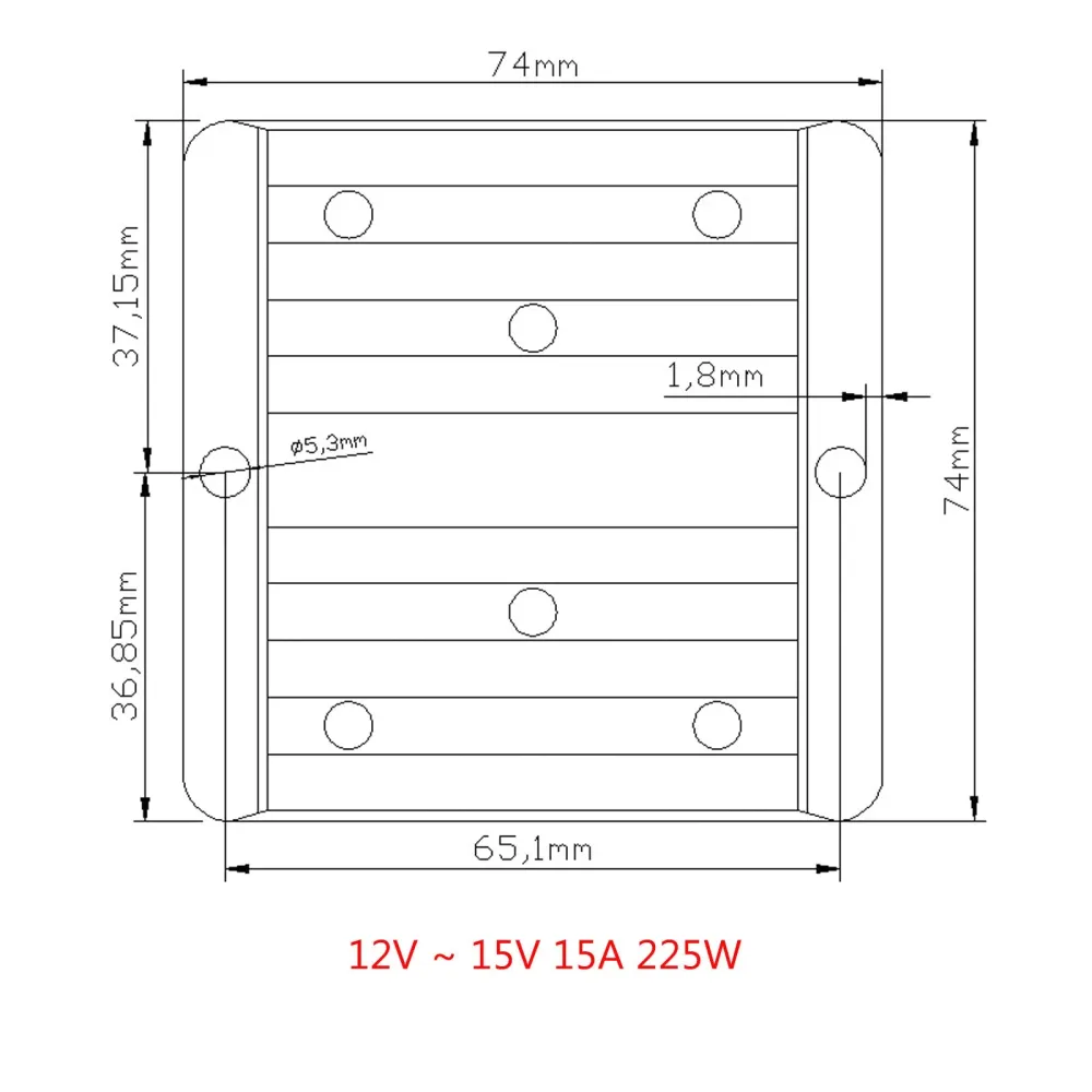 Vattentät DC/DC Converter Regulator 12V Steg upp till 15V 15A 225W