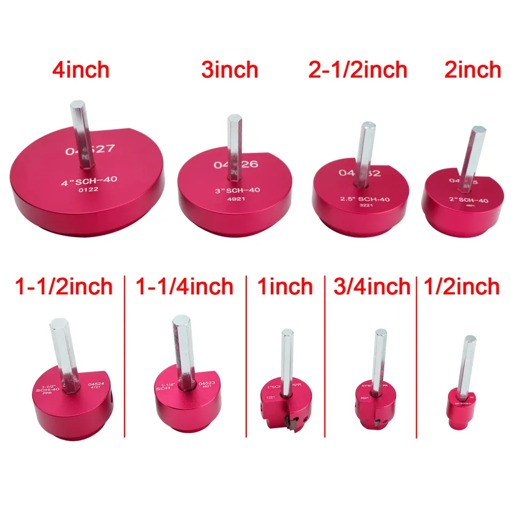 9 delar PVC-rörupprymningssats, rörkoppling, hylshållare, SCH, rörmokeriverktyg för 1/2" Borrar