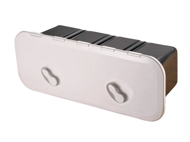 Trem, rektangulär infälld låda i ABS, vit RAL 9003, 243x607 mm