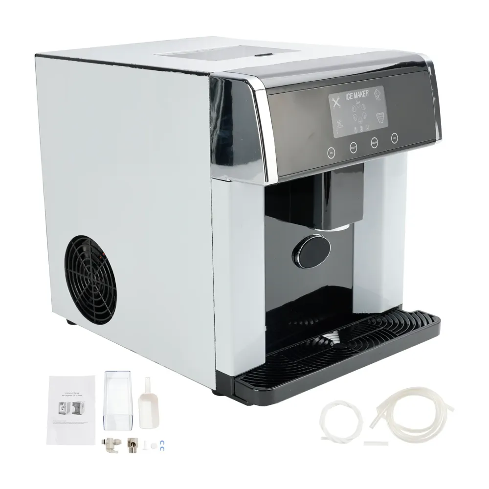 LCD Ice Cube Machine Maker rostfritt stål 3 isstorlekar isvatten 2 i 1 Storbritannien