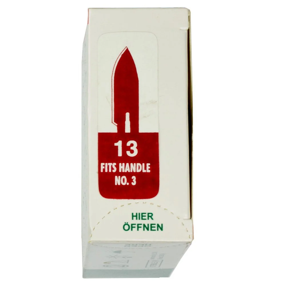 Set - 100 stycken skalpellsblad figur 13 av kolstål - reservblad individuellt sterilt förpackade + 1 x May - skalpellhålla...