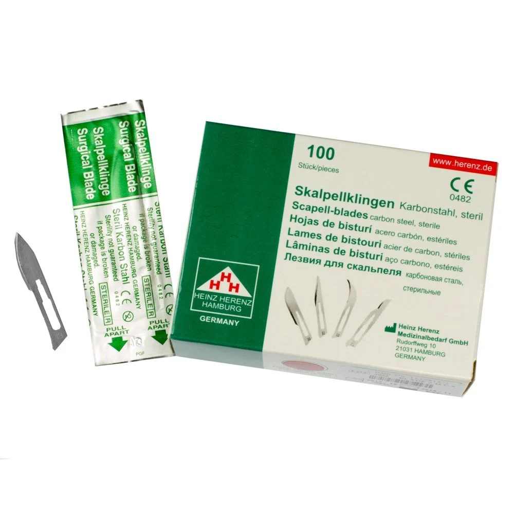 Set - 100 stycken skalpellsblad figur 13 - reservblad individuellt sterilt förpackade + 1 x skalpellhållare