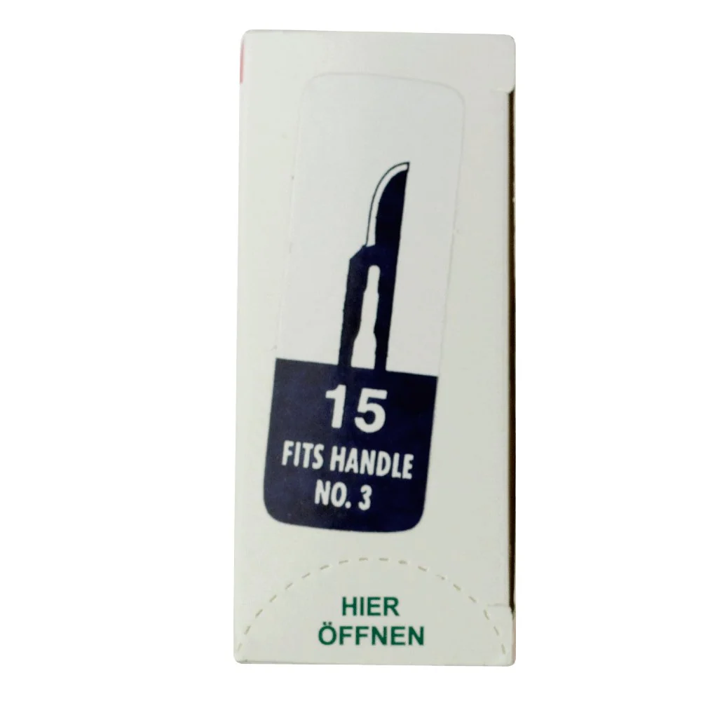 Set - 100 stycken skalpellsblad figur 15 - reservblad individuellt sterilt förpackade + 1 x skalpellhållare
