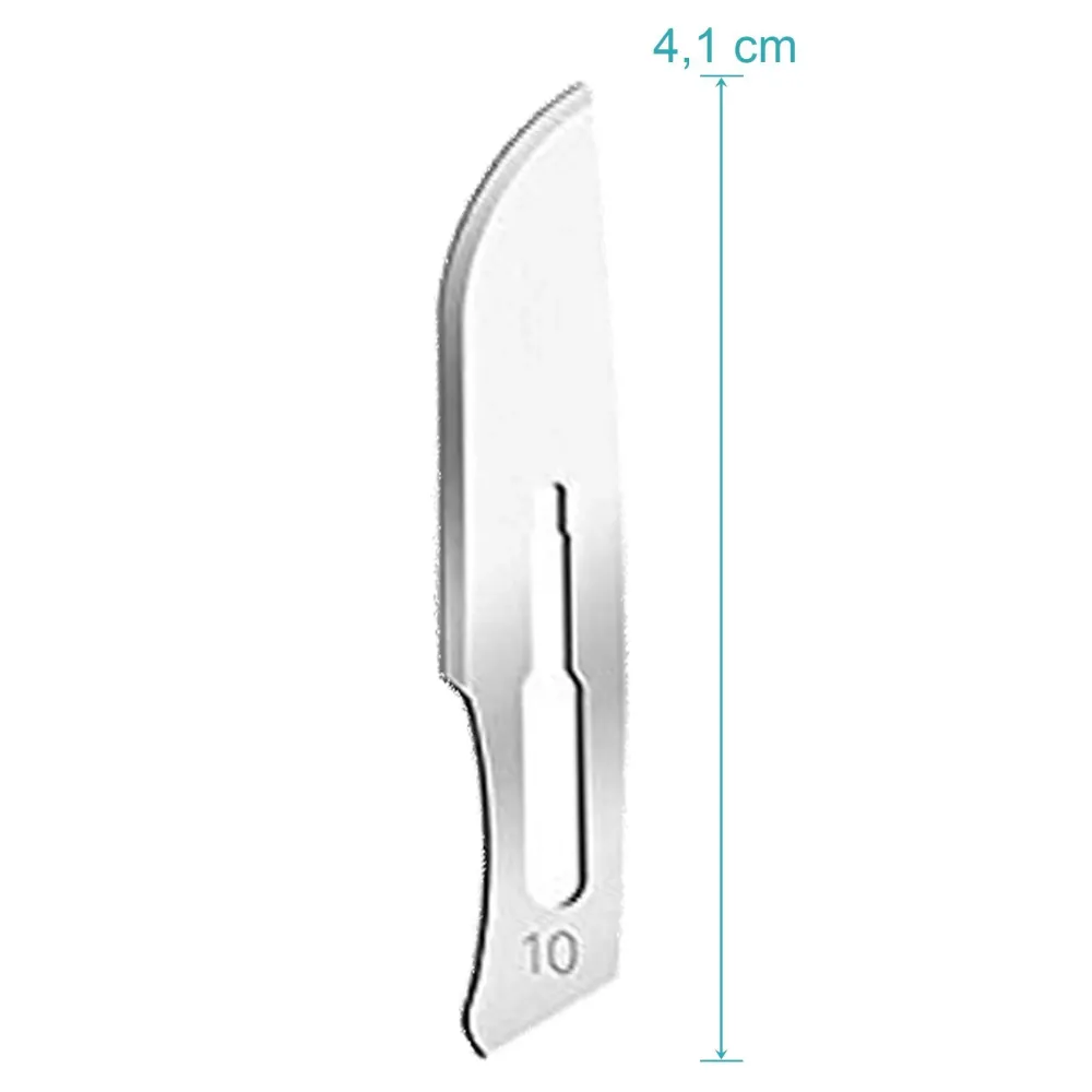 Set - 100 stycken skalpellsblad form 10 av kolstål - reservblad individuellt sterilt förpackade + 1 x May - universell ska...