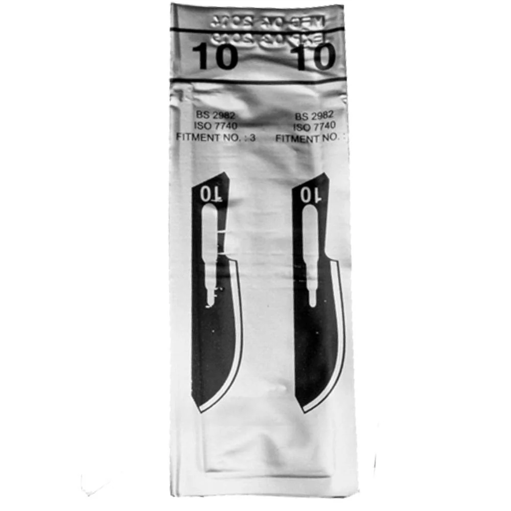 Set - 100 stycken skalpellsblad form 10 av kolstål - reservblad individuellt sterilt förpackade + 1 x May - universell ska...